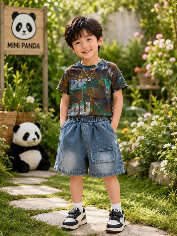 Multicolour_Cotton_Graffiti_Print_Denim_Co_Ord_Set_For_Boys