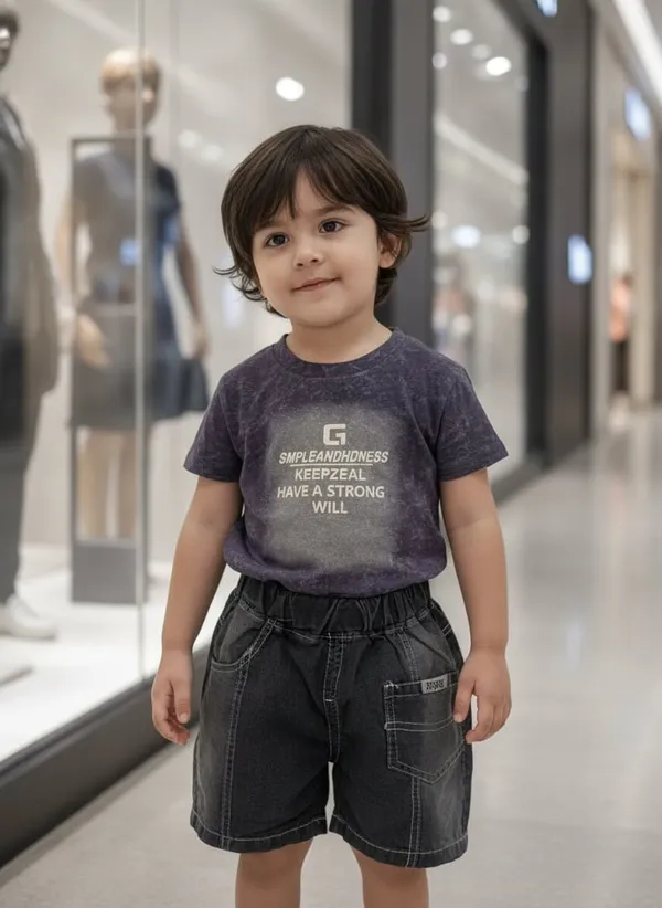 White_Cotton_Graphic_Printed_Denim_Shorts_Set_For_Boys
