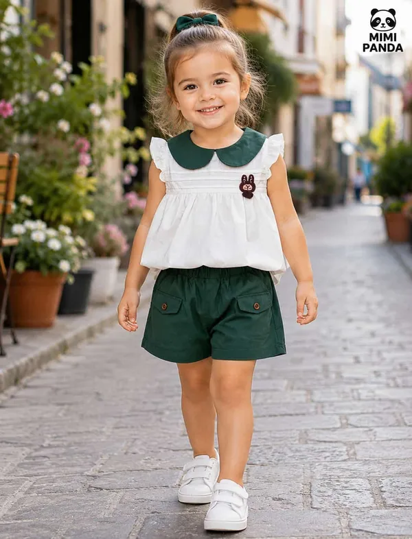 White_Cotton_Peter_Pan_Collar_Top_Shorts_Co_Ord_Set_For_Girls