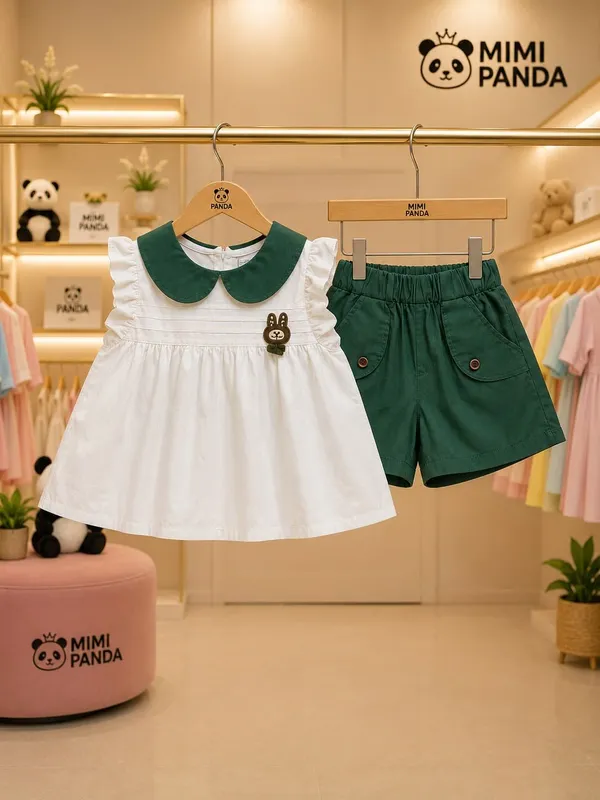 White_Cotton_Peter_Pan_Collar_Top_Shorts_Co_Ord_Set_For_Girls