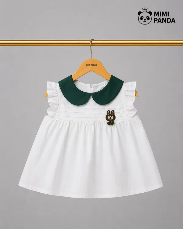 White_Cotton_Peter_Pan_Collar_Top_Shorts_Co_Ord_Set_For_Girls