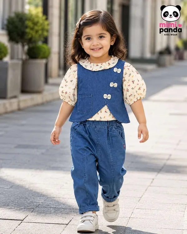 Blue_Denim_Puff_Sleeve_Floral_3_Piece_Co_Ord_Set_For_Girls