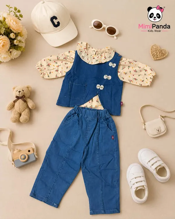 Blue_Denim_Puff_Sleeve_Floral_3_Piece_Co_Ord_Set_For_Girls