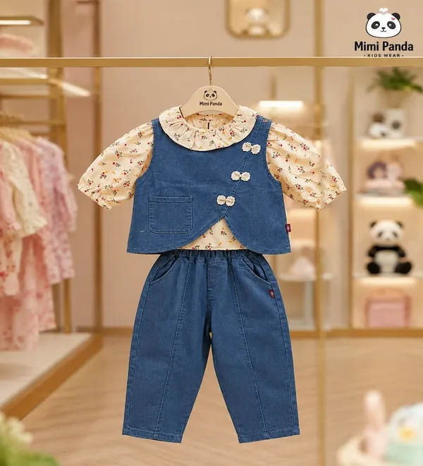 Blue_Denim_Puff_Sleeve_Floral_3_Piece_Co_Ord_Set_For_Girls