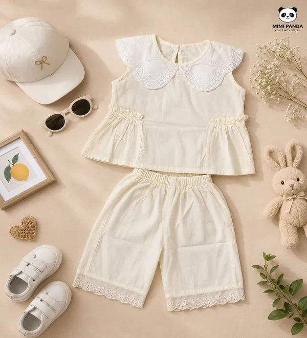 White_Cotton_Relaxed_Lace_Collar_Peplum_Top_Palazzo_Co_Ord_Set_For_Girls