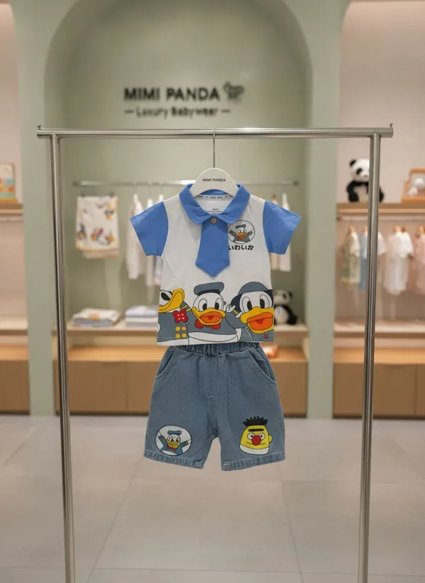 Blue_Cotton_Blend_Relaxed_Fit_Cartoon_Duck_Print_Co_Ord_Set_For_Boys