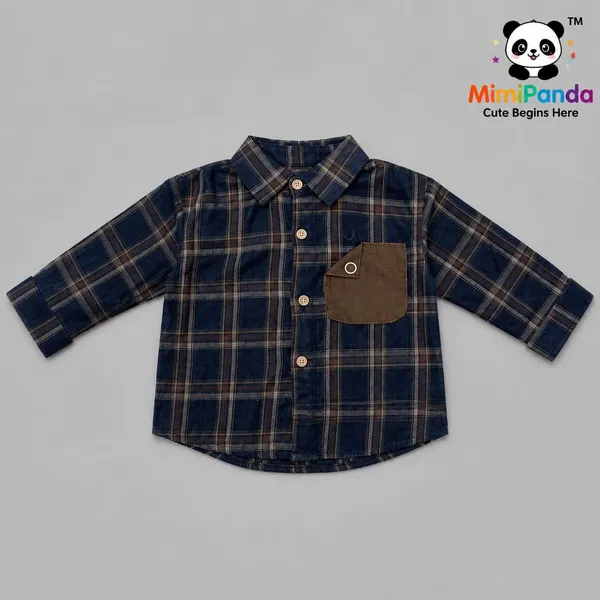 Black_Blue_Cotton_Relaxed_Check_Denim_Co_Ord_Set_For_Boys