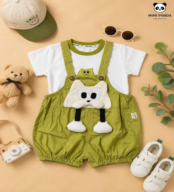 Green_Cotton_Relaxed_Fox_Print_Dungaree_Romper_Set_For_Girls