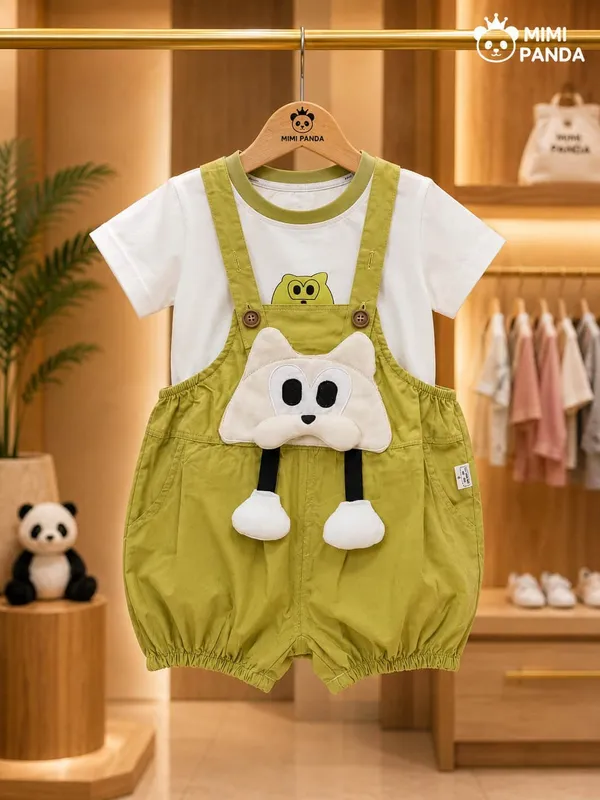 Green_Cotton_Relaxed_Fox_Print_Dungaree_Romper_Set_For_Girls