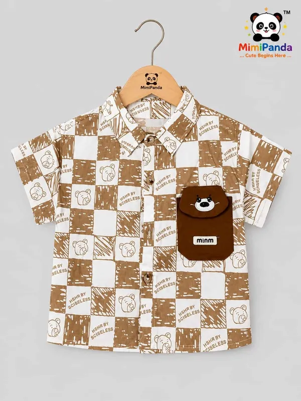 Brown_Cotton_Blend_Check_Print_3_Piece_Summer_Co_Ord_Set_For_Boys