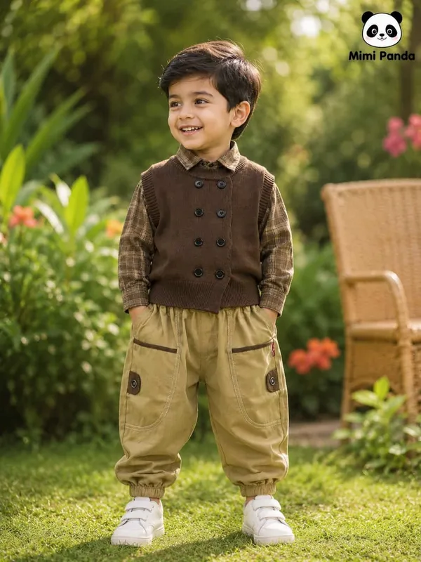 Brown_Cotton_Blend_Check_3_Piece_Winter_Co_Ord_Set_For_Boys