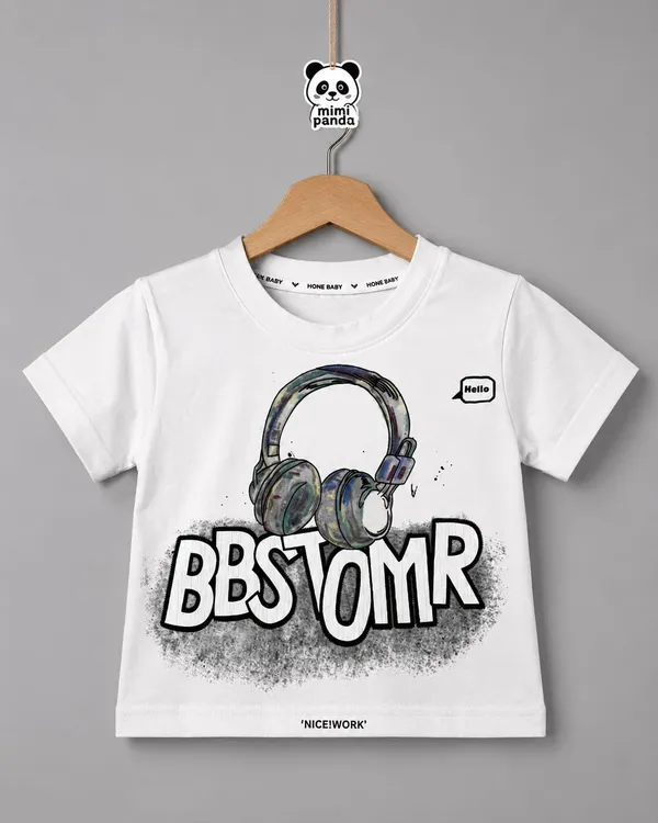 White_Cotton_Blend_Relaxed_Fit_Headphone_Print_Denim_Co_Ord_Set_For_Boys