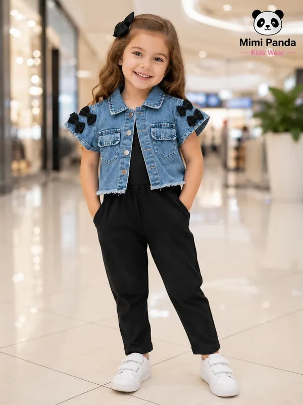 Blue_Denim_Jacket_Black_Jumpsuit_Co_Ord_Set_For_Girls