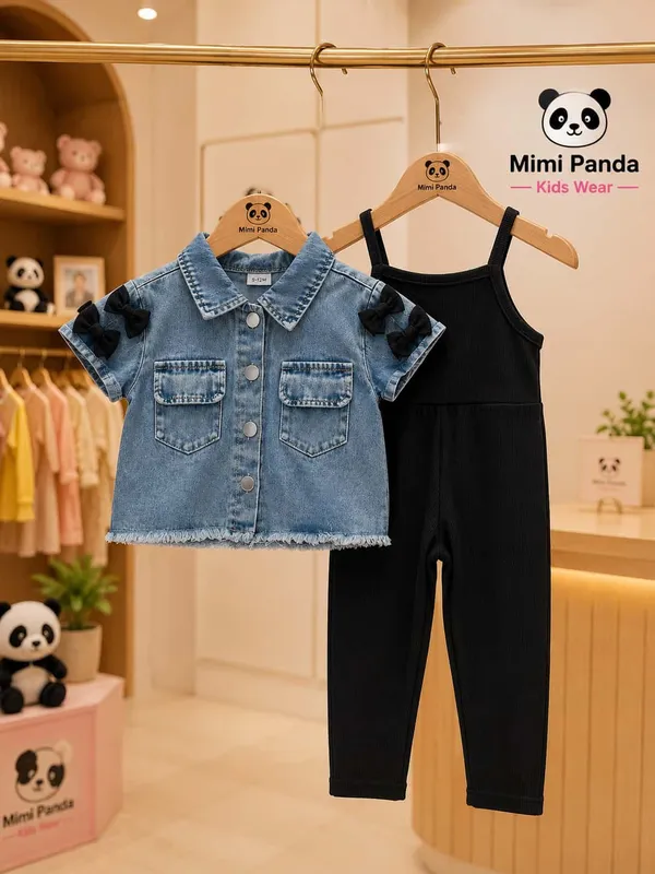 Blue_Denim_Jacket_Black_Jumpsuit_Co_Ord_Set_For_Girls