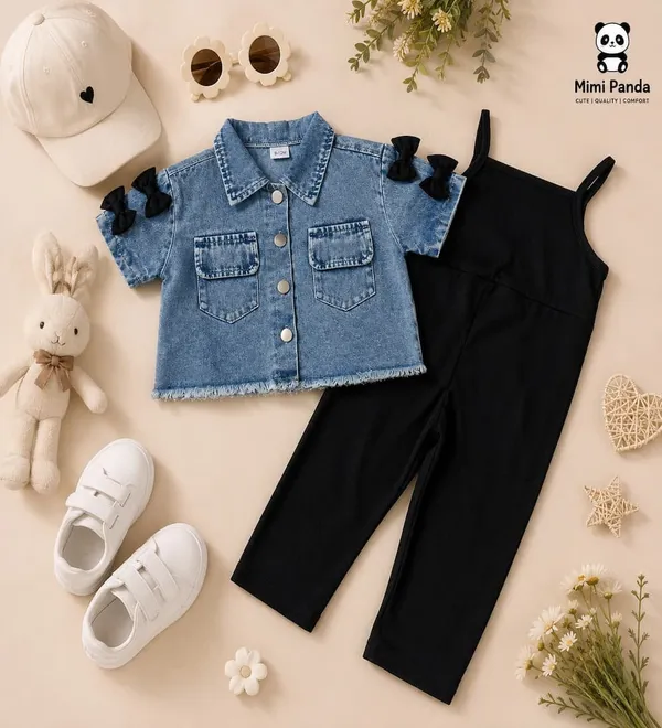 Blue_Denim_Jacket_Black_Jumpsuit_Co_Ord_Set_For_Girls