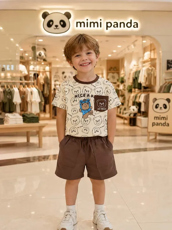 Green_Cotton_Blend_Relaxed_Fit_Bear_Graphic_Co_Ord_Set_For_Boys