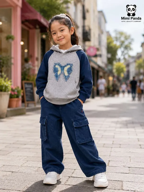 Blue_Cotton_Butterfly_Hoodie_Cargo_Co_Ord_Set_For_Girls