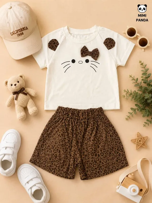 Brown_Cotton_Relaxed_Kitty_Graphic_Top_Leopard_Shorts_Co_Ord_Set_For_Girls