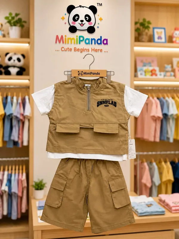 Brown_Cotton_Utility_Vest_Cargo_Co_Ord_Set_For_Boys