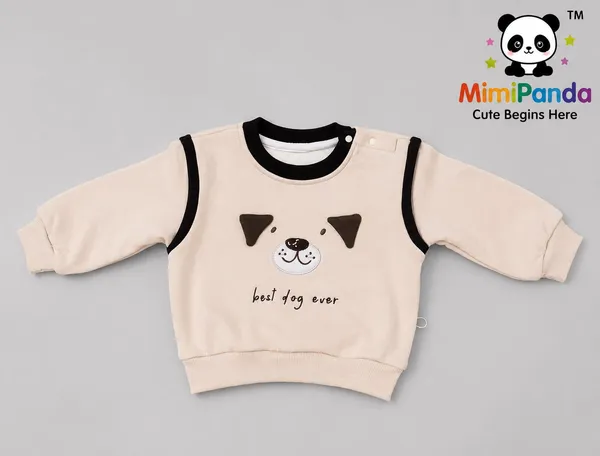 Beige_Cotton_Checks_Puppy_Print_Winter_Co_Ord_Set_For_Boys