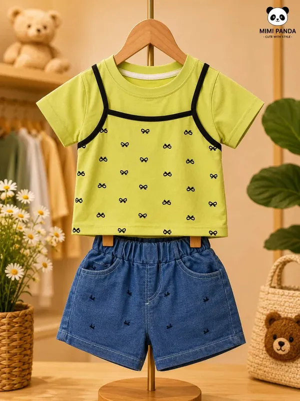 Yellow_Cotton_Relaxed_Fit_Printed_Top_Denim_Shorts_Co_Ord_Set_For_Girls