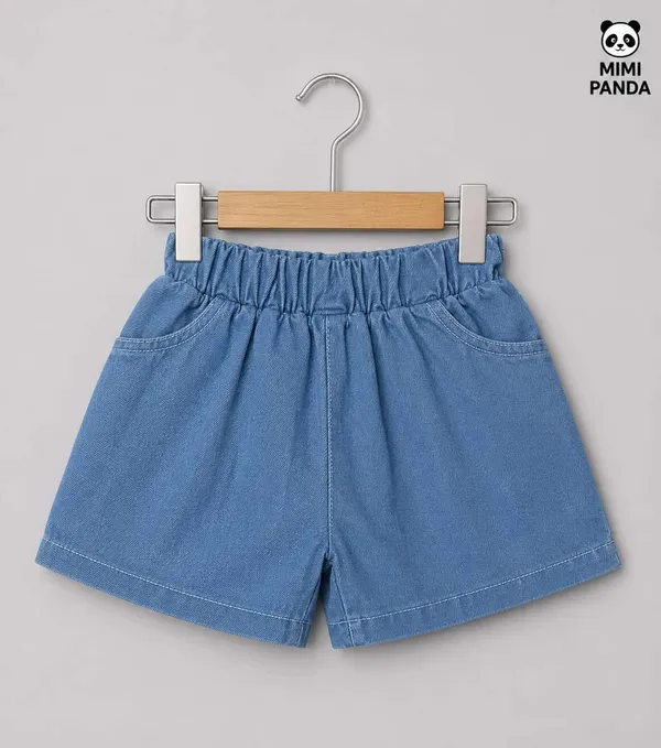 Blue_Denim_Relaxed_Fit_Waistcoat_Shorts_Co_Ord_Set_For_Girls