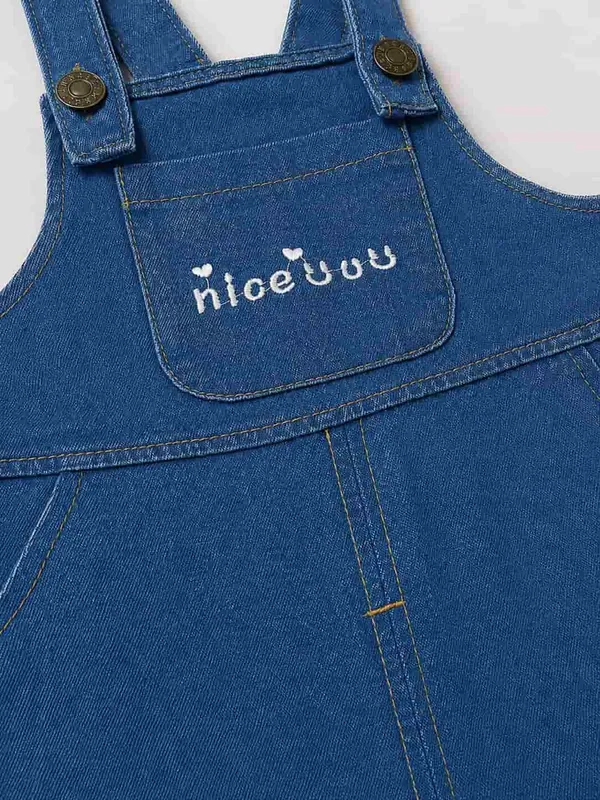 Blue_Cotton_Printed_Shirt_Denim_Dungaree_Set_For_Girls