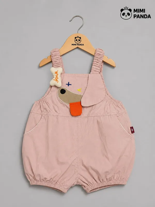 Pink_Cotton_Puppy_Applique_Bubble_Romper_Set_For_Girls