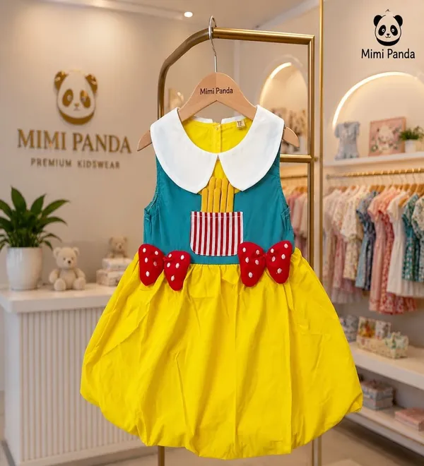 Multicolour_Cotton_Blend_Sleeveless_Bow_Party_Dress_For_Girls