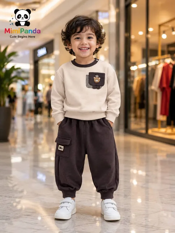 White_Cotton_Teddy_Print_Relaxed_Co_Ord_Set_For_Boys