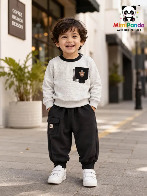 White_Cotton_Teddy_Print_Relaxed_Co_Ord_Set_For_Boys