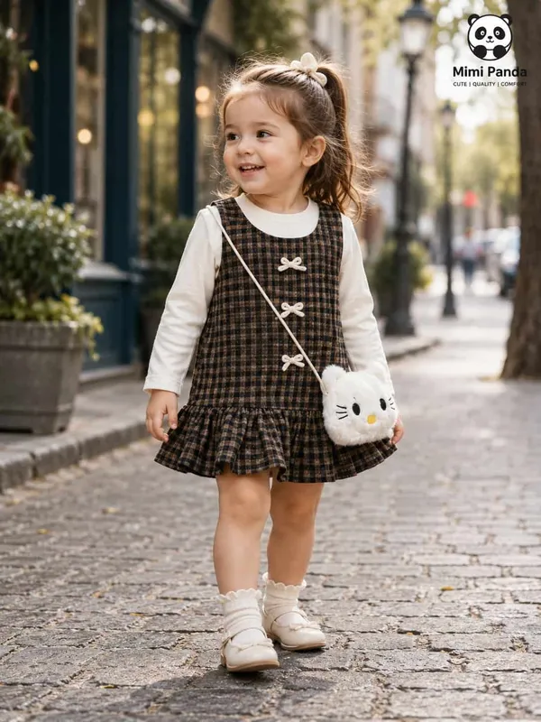 Black_Cotton_Full_Sleeve_Checkered_Party_Dress_For_Girls