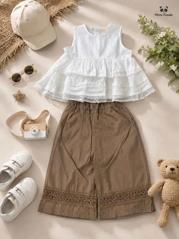 White_Cotton_Relaxed_Fit_Lace_Top_Embroidered_Wide_Leg_Pants_Co_Ord_Set_For_Girls