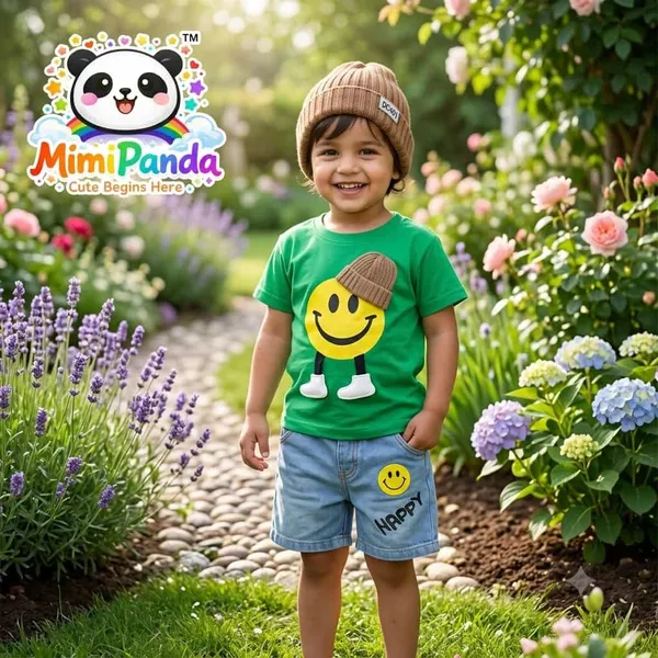 Red_Cotton_Blend_Relaxed_Fit_Smiley_Print_Co_Ord_Set_For_Boys