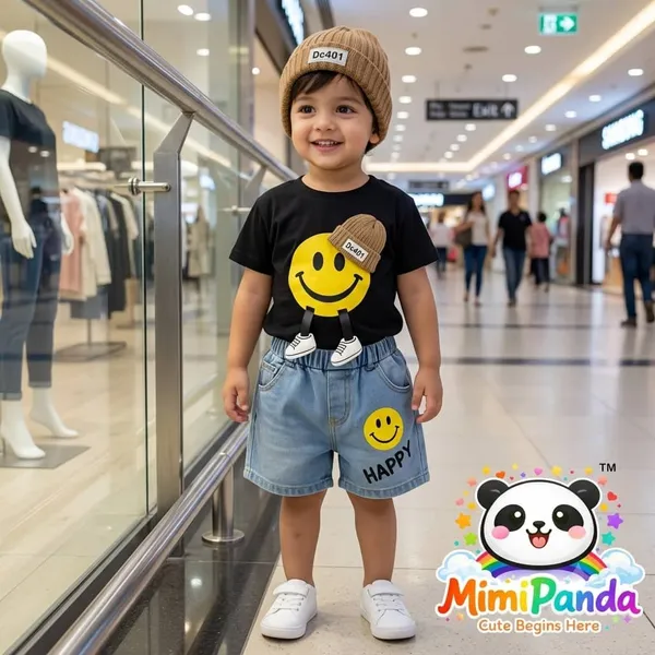 Red_Cotton_Blend_Relaxed_Fit_Smiley_Print_Co_Ord_Set_For_Boys
