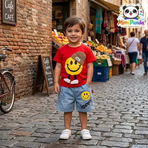 Red_Cotton_Blend_Relaxed_Fit_Smiley_Print_Co_Ord_Set_For_Boys