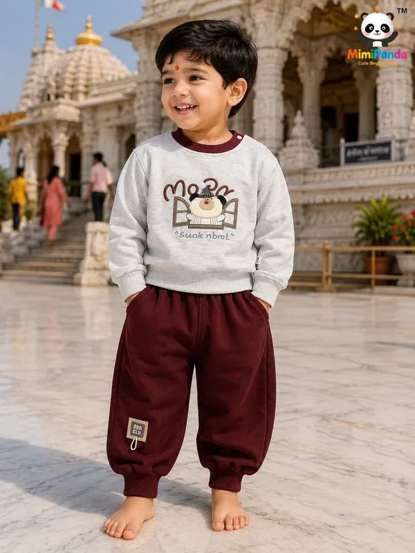 White_Cotton_Teddy_Print_Winter_Co_Ord_Set_For_Boys