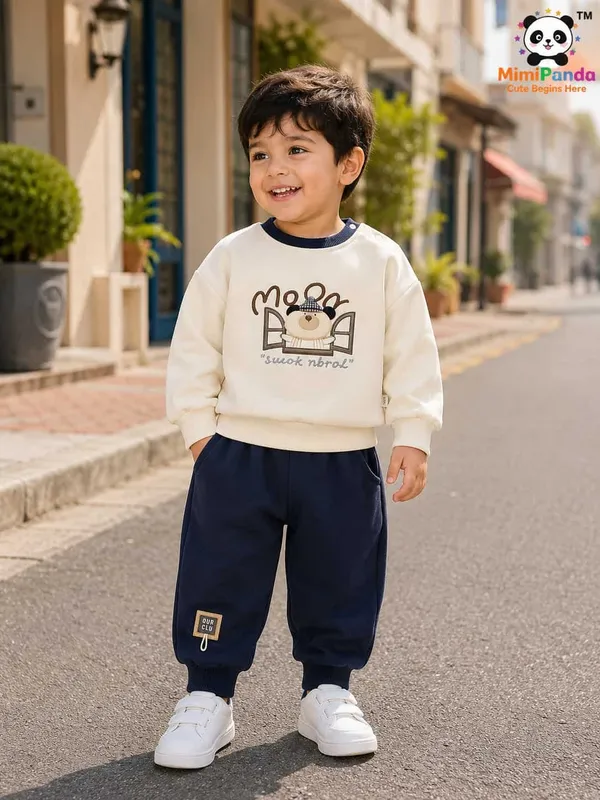 White_Cotton_Teddy_Print_Winter_Co_Ord_Set_For_Boys