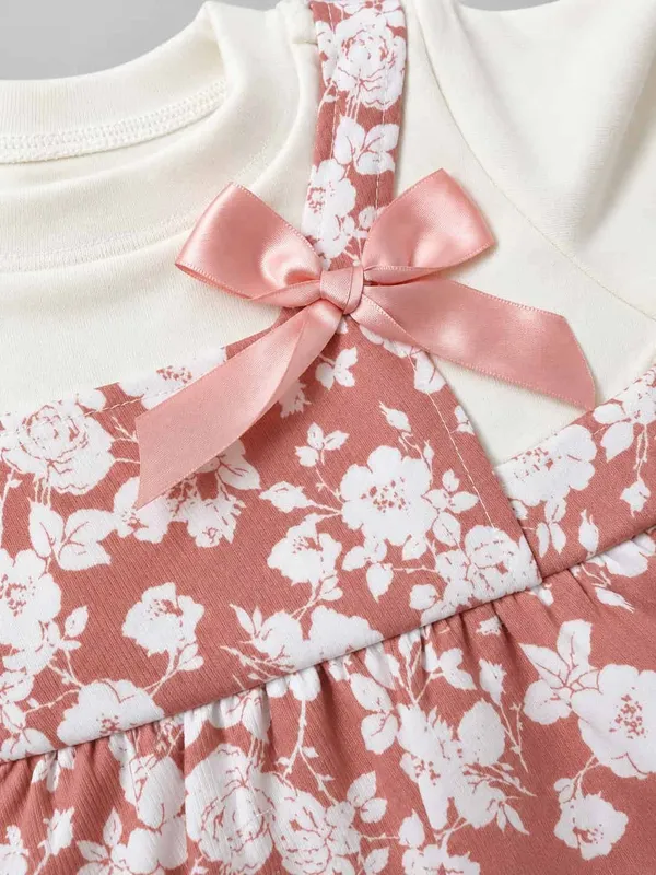 Pink_Cotton_Blend_Floral_Layered_Full_Sleeve_Party_Dress_For_Girls