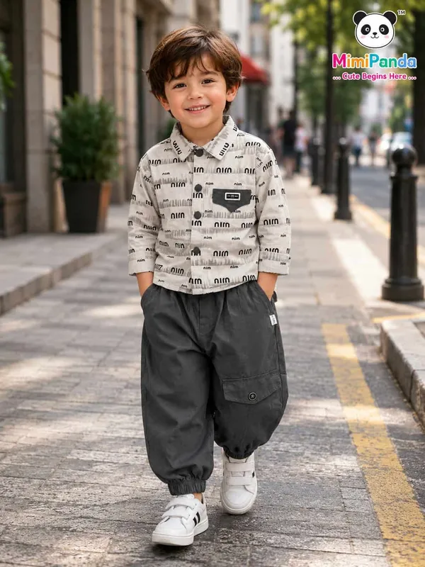 White_Cotton_Relaxed_Fit_Printed_Shirt_Cargo_Co_Ord_Set_For_Boys