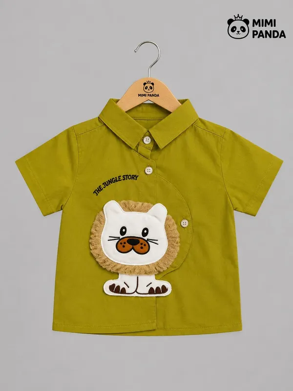 Green_Cotton_Lion_Applique_Shirt_Jogger_3_Piece_Gift_Set_For_Boys