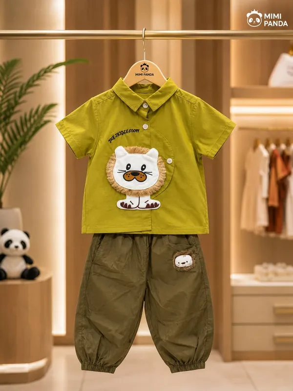 Green_Cotton_Lion_Applique_Shirt_Jogger_3_Piece_Gift_Set_For_Boys