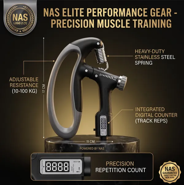 Grey_Adjustable_Hand_Grip_Strengthener_With_Digital_Counter