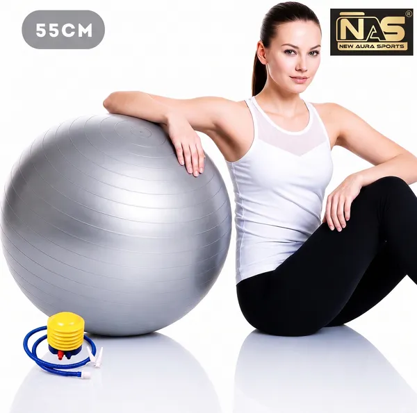Grey_Pvc_Anti-Burst_Exercise_Ball_With_Pump_55_Cm