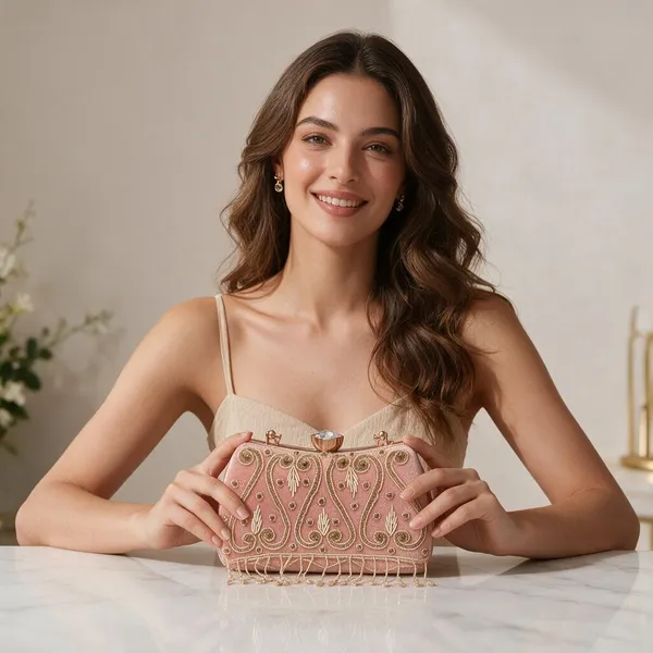 Pink_Velvet_Embellished_Clutch_For_Women