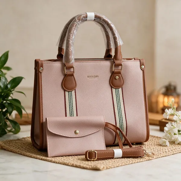 Pink_Structured_Tote_Handbag_Set_for_Women