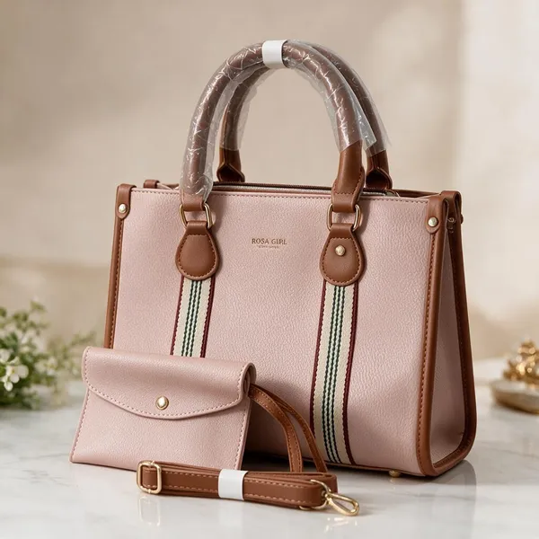 Pink_Structured_Tote_Handbag_Set_for_Women