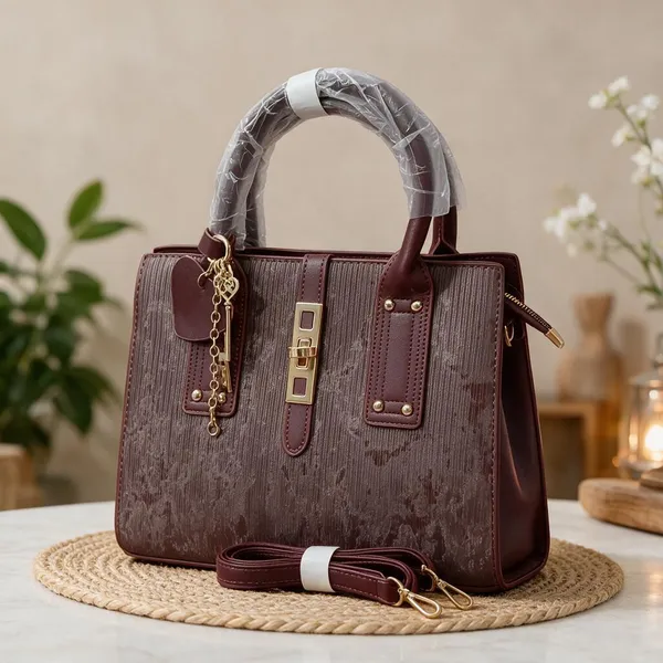 Maroon_Textured_Structured_Handbag_for_Women