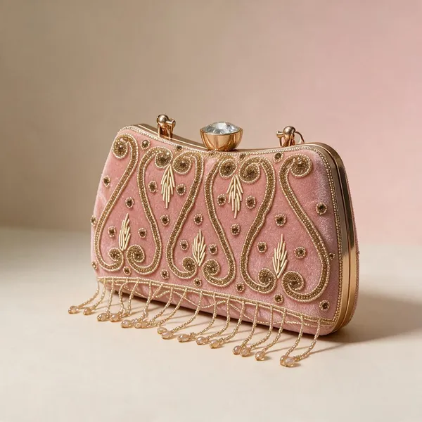 Pink_Velvet_Embroidered_Clutch_Bag_for_Women