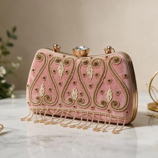Pink_Velvet_Embroidered_Clutch_Bag_for_Women
